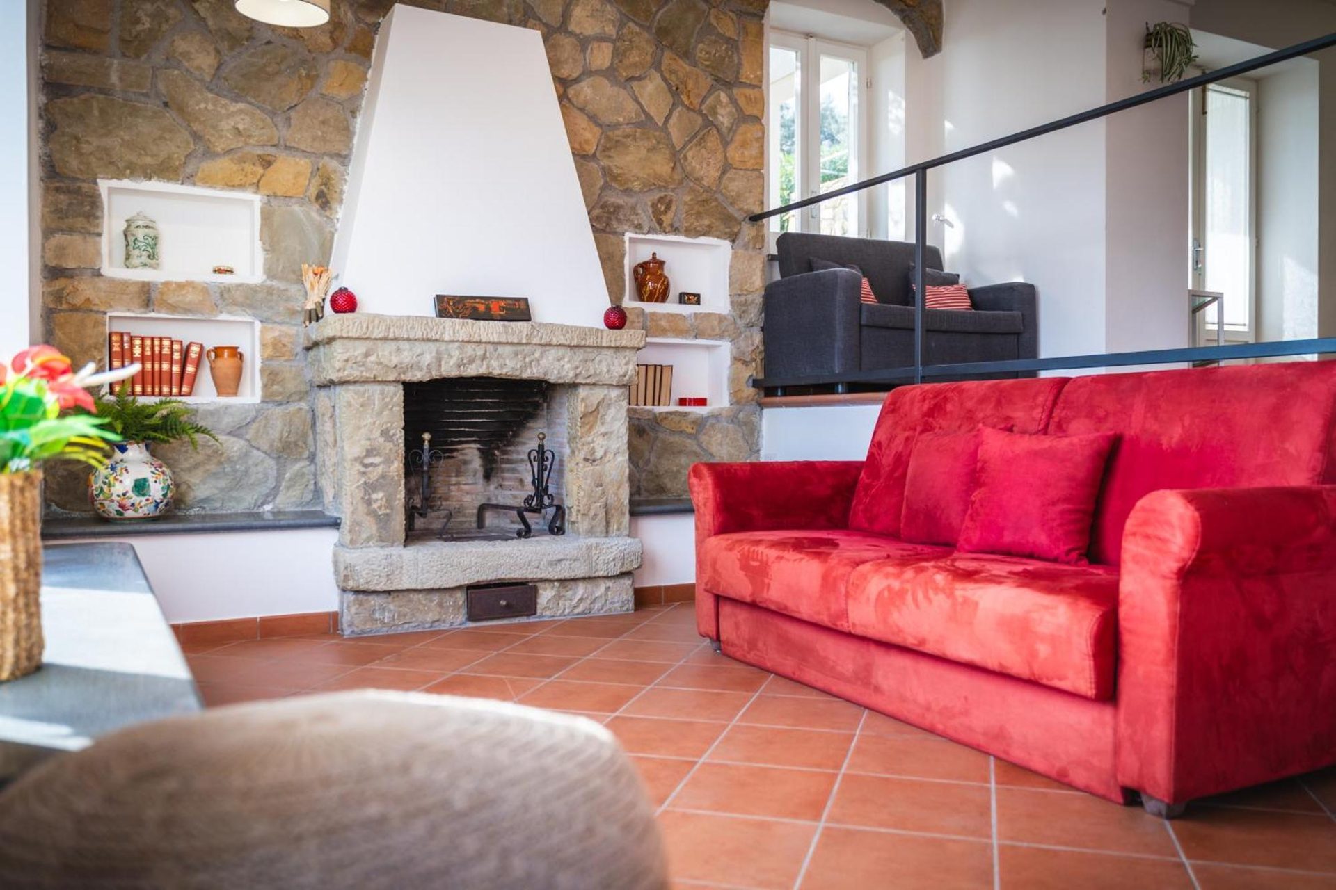 Villa I Due Golfi, soggiorno col camino